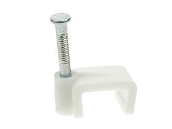 [H19681] Kabelsøm-clips - Flad 3x4mm, Hvid (100 stk. box)