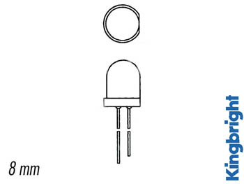 [H14794] 8mm LED - Rund, RØD diffus (20mcd)