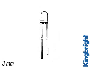 [H14614] 3mm LED - Selvblinkende RØD diffus, 9V (3,2mcd 60°)