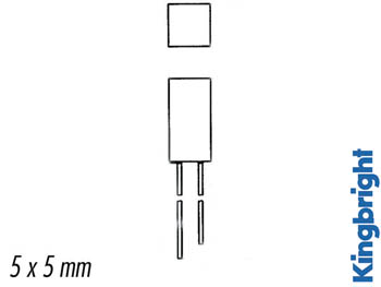[H14590] Kvadrat LED - 5x5mm, RØD diffus (2mcd 110°)