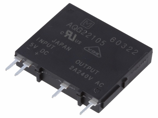 [H56093] AQG22105 Solid state DC relæ - 4-6Vdc, 2A 75-264Vac, 1-fase