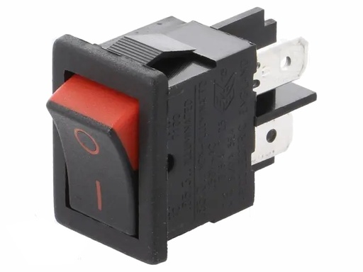 [H12651] Vippekontakt - 1P ON-OFF, 10A/250V, Sort-rød (19,3x12,9mm)