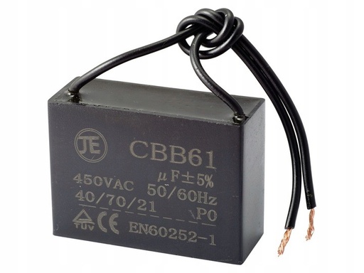 [H52051] CBB61 motor kondensator - 0,5uF / 450V, ±5%, m. ledn.