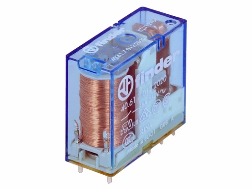 [H60550] Vertikalt relæ - 12VDC 16A, 1 x skifte (SPDT), 8-ben (5mm)