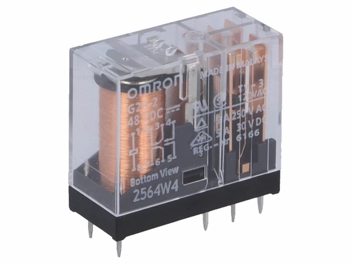 [H63123] Miniature relæ - 48VDC 5A, 2 x skifte (DPDT), 8-ben 5mm