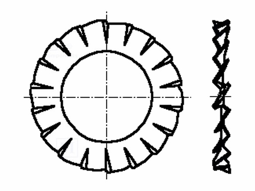 [H54481] Tandskive - M3, udvendig takket, D=6mm (50 stk.)