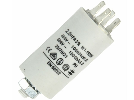 [H29897] MOTOR kondensator - 2,5uF / 450V, M8 forskruning, Spadestik