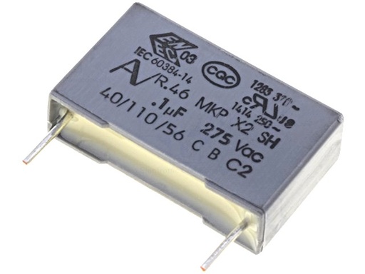 [H30461] X2 støjkondensator - 100nF (0,1uF) 275VAC (15mm)