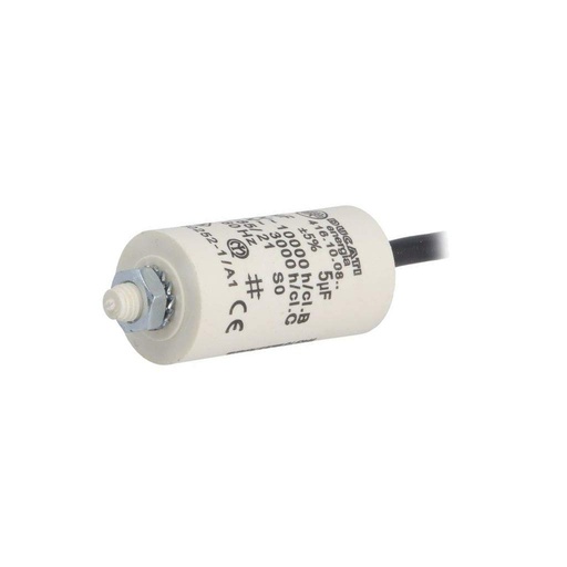 [H63930] MOTOR kondensator - 5uF 425V, Ledning (Ø28x55mm)
