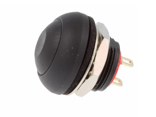 [H63715] Rund trykkontakt - 1P OFF-(ON), Ø12mm, Sort (IP67)