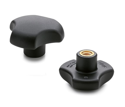 [H63433] Fingerskrue - M6 x L10mm gevindhul, Ø25mm greb (Sort)