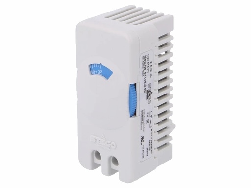 [H61504] Termostat til DIN skinne - NO, 10A/250V, 0-60°C