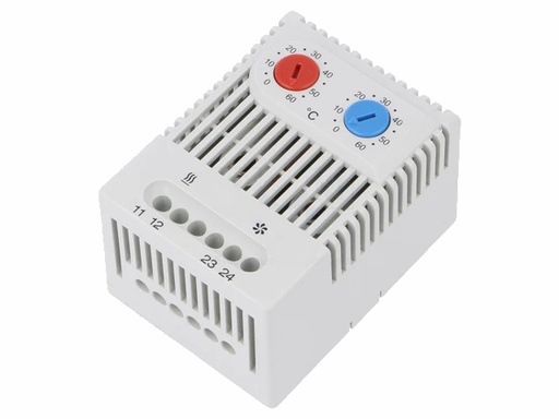[H62144] Termostat til DIN skinne - NC+NO, 10A/250V, 0-60°C