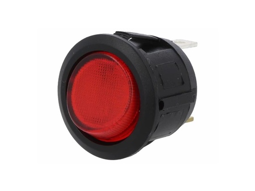 [H59329] Vippekontakt - 1P OFF-ON, 20A/14Vdc, RØD LED (Ø20mm hul)
