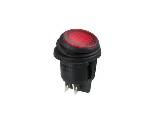 [H43779] Vippekontakt - 2P OFF-ON (DPST) 20A/12Vdc Rød LED (IP65)