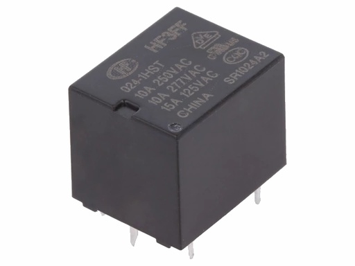 [H62052] Miniature relæ - 24VDC 10A, 1 x slutte (SPST-NO), 5-ben 2mm