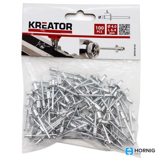 [H61667] Popnitter, aluminium - Ø4,0 x 6,4mm (100 stk.)