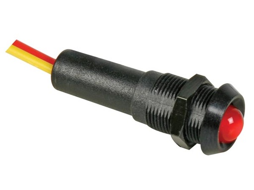 [H19136] Blinkende rød LED - 12Vdc m. ledning (15cm)