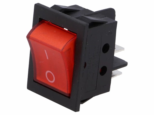 [H12684] Vippekontakt - 2P OFF-ON, 250V/15A, RØD lys