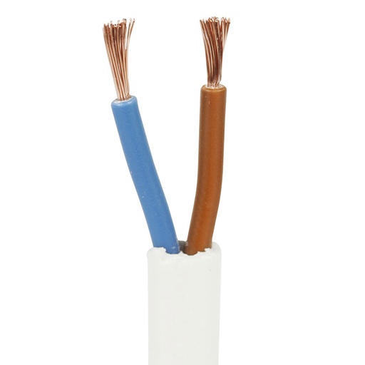 [5732002533-1] Lampeledning Rund Hvid 2x0,75mm² - pr. meter