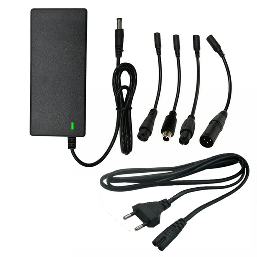 [H45223] Lithium batterilader til 42Vdc (36V) / 2A, 5 DC stik, Sort