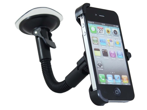 [H32339] Bilholder til iPhone 4/4s - Roterbar m. sugekop + svanehals