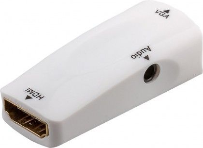 [H50836] Kompakt HDMI til VGA konverter m. audio - HDMI hun, Hvid