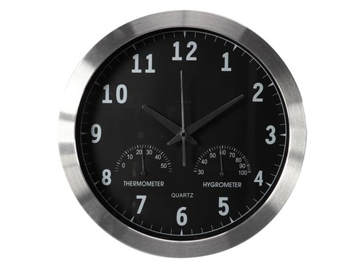 [H44624] Analog vægur m. DCF - thermo- og hygrometer, Ø35,5cm