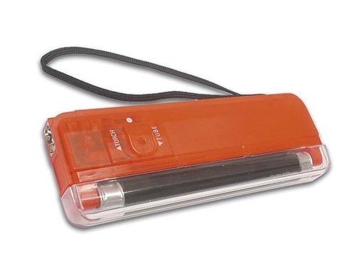 [H17840] Mini UV sortlyslampe + lommelygte, rød hus