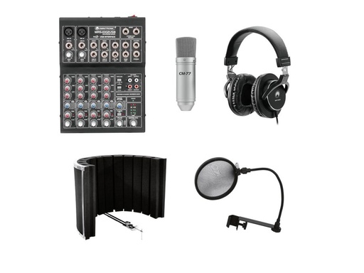[H59346] Podcast sæt m. mixer, hovedtelefon, mikrofon og støjfiltre