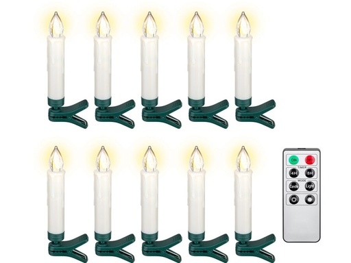 [H57105] Trådløs LED juletræslys - med clip-on, remote (10 stk.)