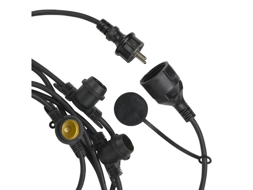 [H57671] Prof. udendørs lyskæde u. pærer - 25 x E27 sokler (25m)