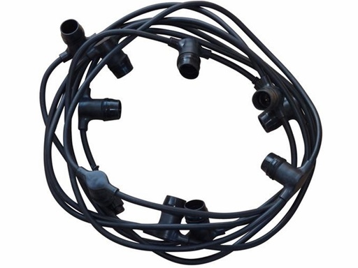 [H18495] Prof. udendørs lyskæde u. pærer - 10 x E27 sokler (7,5m)