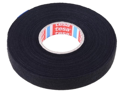 [H56360] Lærredstape - 15mm bred / 250µm, 105°C, Sort (25m)