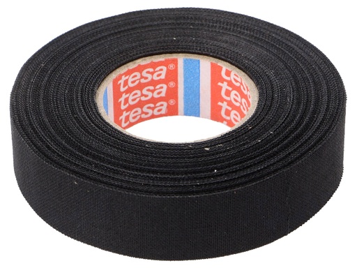 [H56371] Lærredstape - 19mm bred / 320µm, 150°C, Sort (15m)