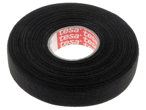 [H56373] Lærredstape - 19mm bred / 300µm, Sort (25m)