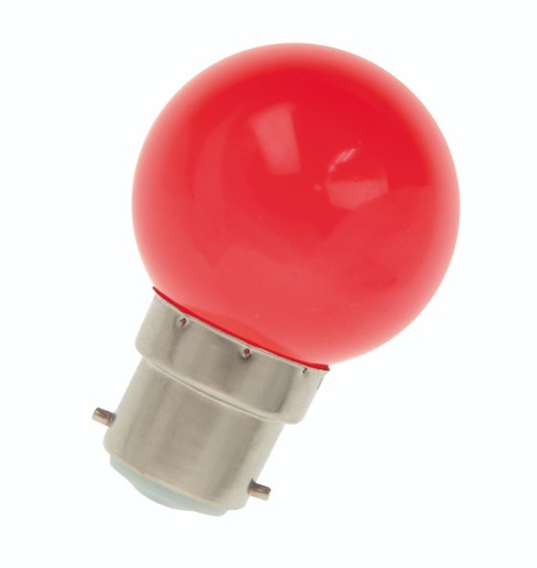 [H58517] G45 LED pære - 240VAC 1W, B22d sokkel, Rød (1 stk.)