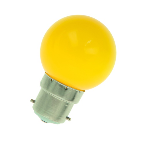 [H58519] G45 LED pære - 240VAC 1W, B22d sokkel, Gul (1 stk.)