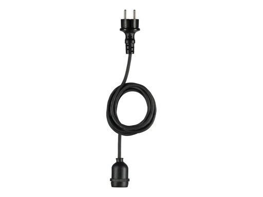 [H57998] Udendørs E27 Pendel m. stikprop - Sort, IP44 (5m)