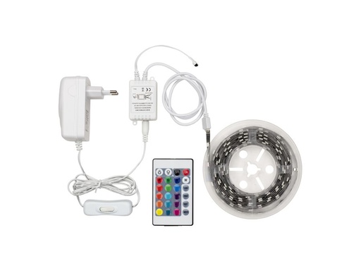 [H57208] LED stripsæt (IP20) - RGBW, fjernbetjening + strømfors. (3m)