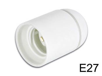 [H26937] Kronefatning - E27, 10mm gevind, Hvid (max 240VAC/60W)