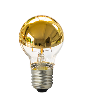 [H55077] A60 Filament LED pære - 240V 6W 2700K E27 Topforspejlet Guld
