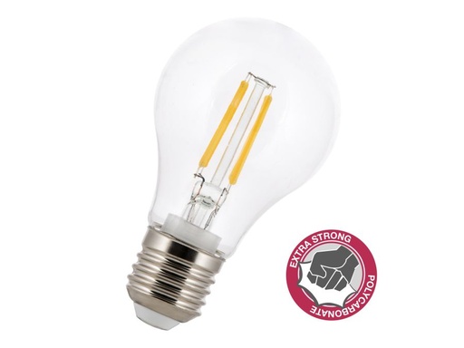 [H57669] A60 LED Filament Safe - 4W 2700K Klar slagfast plast