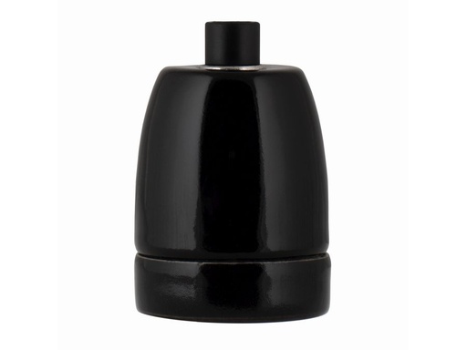 [H51221] E27 Porcelænsfatning - Sort, m. trækaflastning