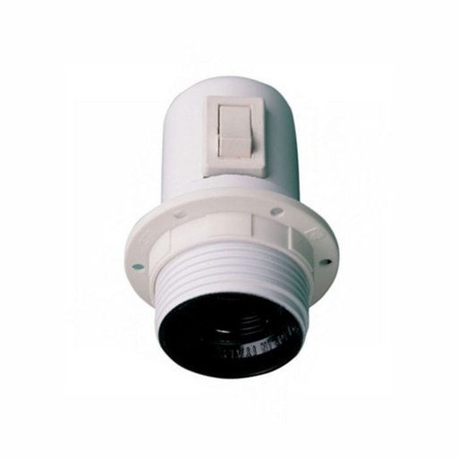 [H32296] Kronefatning m/afbryder E27 inkl. ring hvid