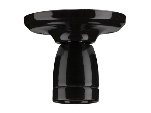 [H44831] Loft/Væg fatning - E27, Porcelæn, Sort