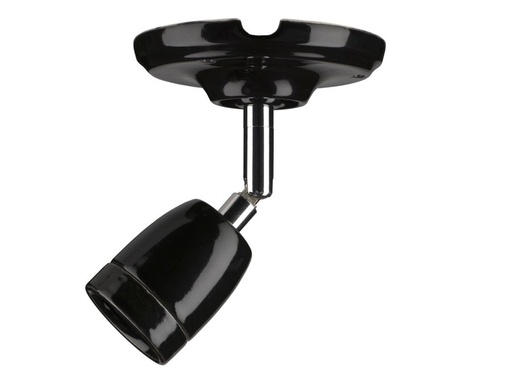 [H44990] Loft/Væg fatning - E27, Justerbar, Porcelæn, Sort