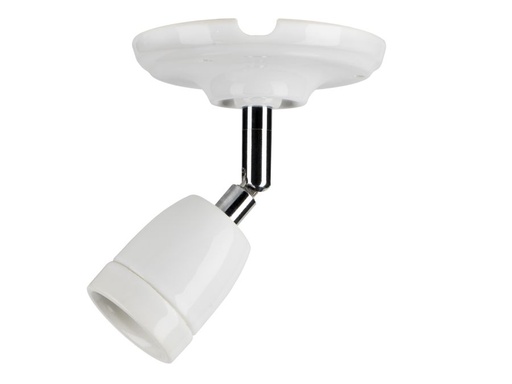 [H44991] Loft/Væg fatning - E27, Justerbar, Porcelæn, Hvid