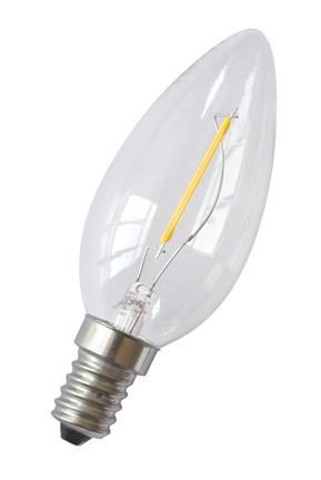 [H46705] C35 Filament LED kertepære - 240V 1W klar, E14 sok. (2700K)