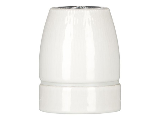 [H45260] E27 Porcelænsfatning - Hvid (Ø16,66mm gevind)